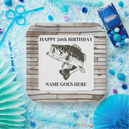 ラルジェムウスベース素朴魚釣りアウトドア誕生日 ペーパープレート (パーティー)