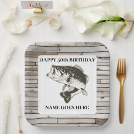 ラルジェムウスベース素朴魚釣りアウトドア誕生日 ペーパープレート