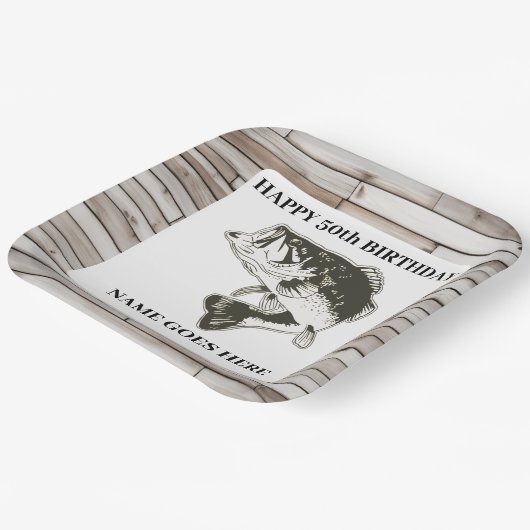 ラルジェムウスベース素朴魚釣りアウトドア誕生日 ペーパープレート (傾斜あり)
