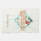 ラルナカキプロスレトロカクテルヴィンテージサンセット キッチンタオル (横)