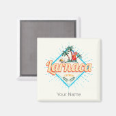 ラルナカキプロスレトロカクテルヴィンテージサンセット マグネット (正面/裏面)