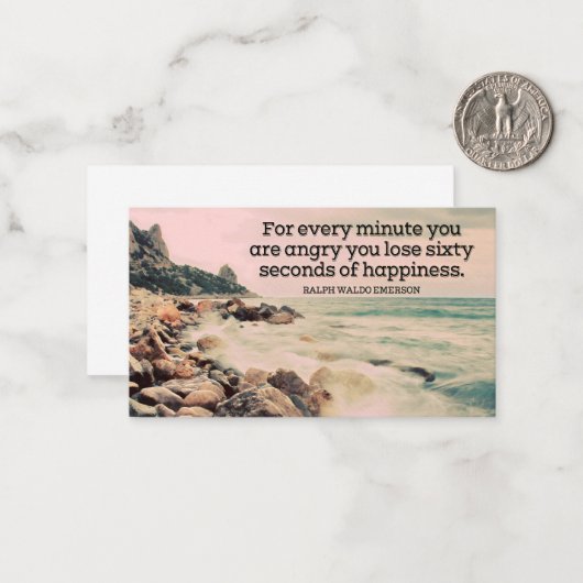 ラルフウォルドエマーソン感動的引用文ハピネス ノートカード (正面/裏面インサイチュ)