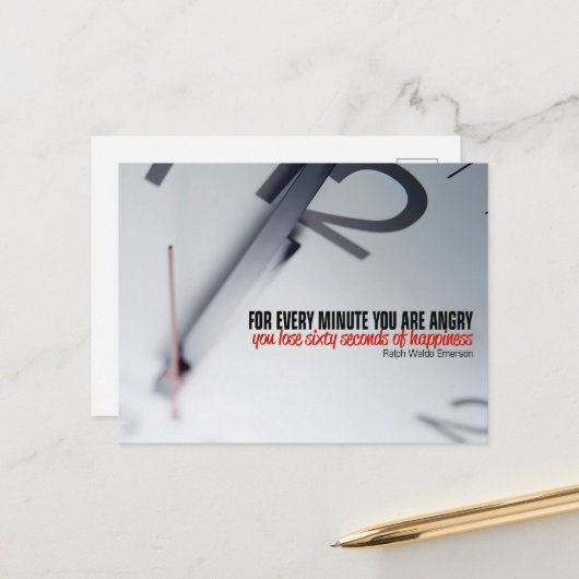 ラルフウォルドエマーソン感動的引用文ハピネス ポストカード (正面/裏面インサイチュ)
