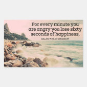 ラルフウォルドエマーソン感動的引用文ハピネス 長方形シール (正面)