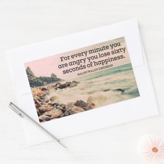 ラルフウォルドエマーソン感動的引用文ハピネス 長方形シール (封筒)