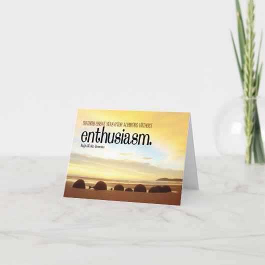 ラルフウォルドエマーソン感動的引用文熱意 サンキューカード (正面)