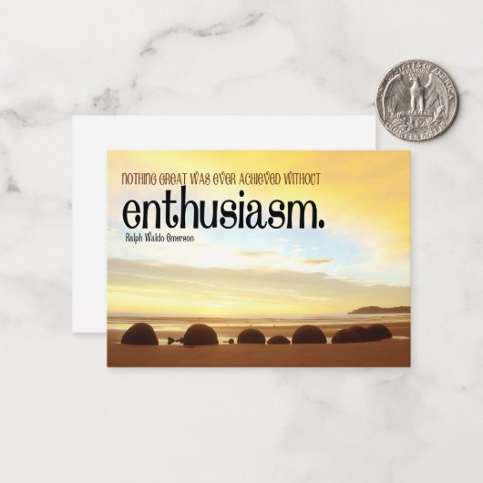 ラルフウォルドエマーソン感動的引用文熱意 ノートカード (正面/裏面インサイチュ)