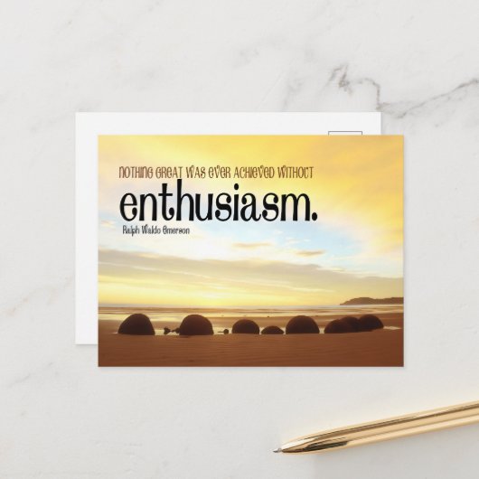 ラルフウォルドエマーソン感動的引用文熱意 ポストカード (正面/裏面インサイチュ)
