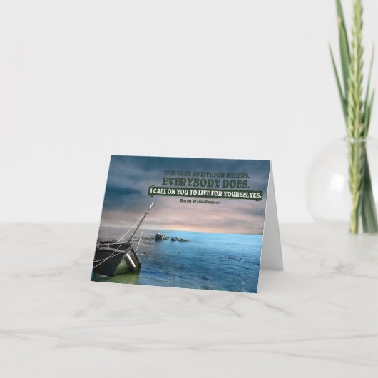 ラルフウォルド感動的エマーソン引用文"ライブ" サンキューカード (正面)