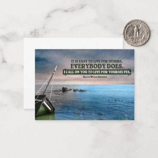 ラルフウォルド感動的エマーソン引用文"ライブ" ノートカード (正面/裏面インサイチュ)