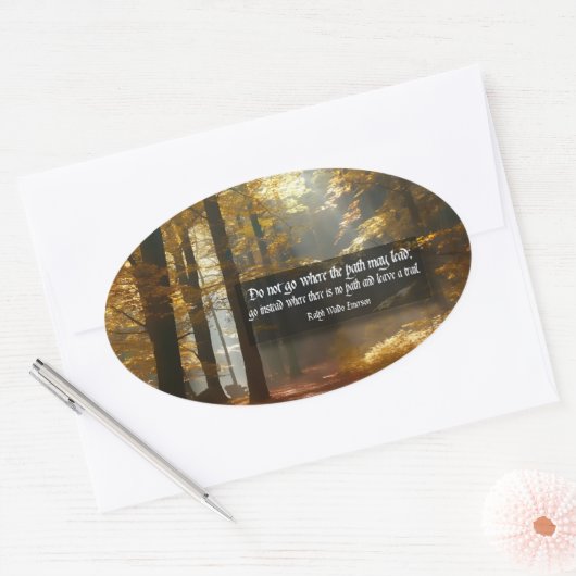 ラルフウォルド感動的引用文「トレイル」 楕円形シール (封筒)