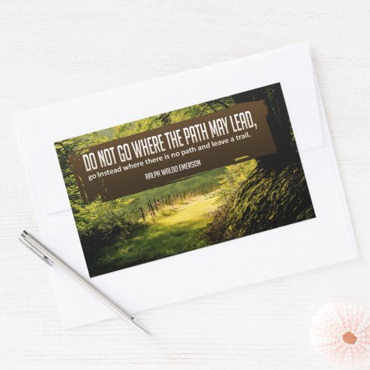 ラルフウォルド感動的引用文「トレイル」 長方形シール (封筒)
