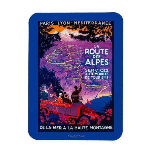 ラルートデアルプスヴィンテージポスターヨーロッパ マグネット (縦)