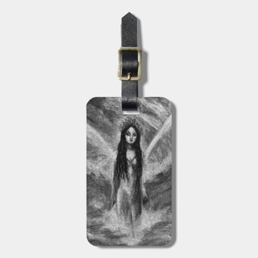 ラルーナダークエンジェルフェアリー女性ゴシックファンタジーアート ラゲッジタグ (正面縦)