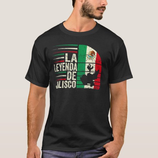 ラレイエンダデジャリスコの地図メキシコ国旗のヴィンテージ Tシャツ (正面)