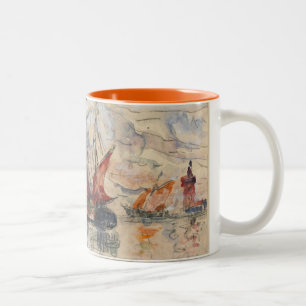 ラロシェル、c.1919-21の漁船 ツートーンマグカップ