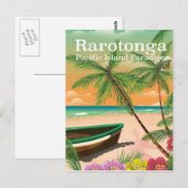 ラロトンガ島　太平洋の島　ヴィンテージ　旅行ポスター ポストカード (正面/裏面)