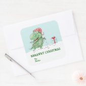 ラワリーのクリスマス間抜け恐竜クリスマス スクエアシール (封筒)