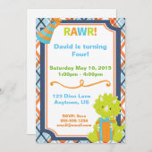 ラワー!ディノパーティー誕生日招待状 招待状 (正面/裏面)