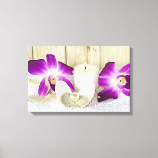 ランとスパのシーシェル付きキャンドル キャンバスプリント (正面)