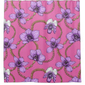 ランとチェーン、バイオレットとピンク シャワーカーテン (正面)