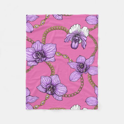 ランとチェーン、バイオレットとピンク フリースブランケット (正面)