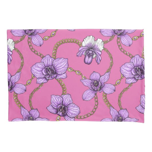 ランとチェーン、バイオレットとピンク 枕カバー (正面左)