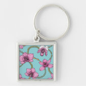ランとチェーン、ピンクとブルー キーホルダー (正面)