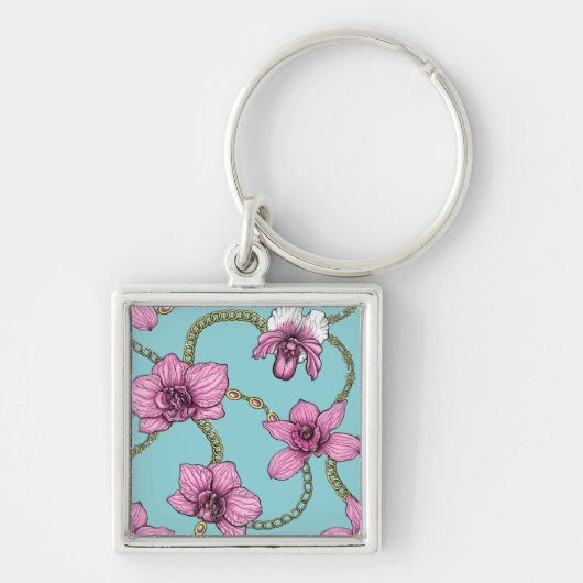 ランとチェーン、ピンクとブルー キーホルダー (正面)