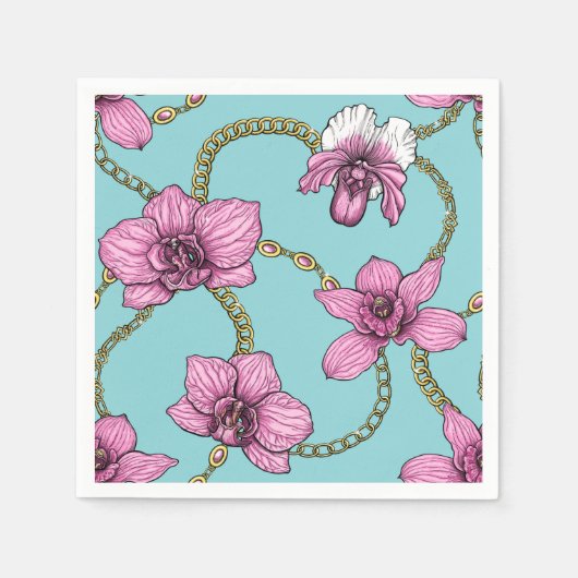 ランとチェーン、ピンクとブルー スタンダードカクテルナプキン (正面)