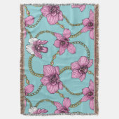 ランとチェーン、ピンクとブルー スローブランケット (正面縦)