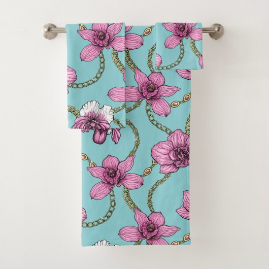 ランとチェーン、ピンクとブルー バスタオルセット (インサイチュ)