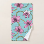 ランとチェーン、ピンクとブルー バスタオルセット (ハンドタオル)