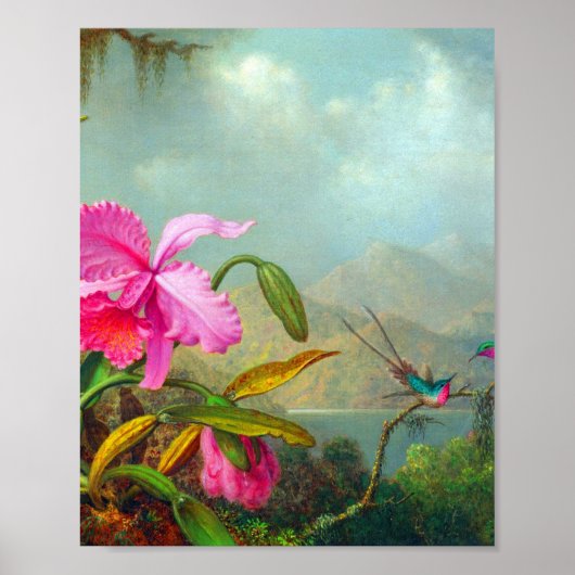ランとハミングバードby Martin Johnson Heade ポスター (正面)