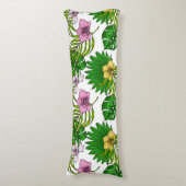 ランとパーム葉の、ピンク、黄色、緑とw ボディピロー (正面縦)