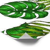 ランとパーム葉の、ピンク、黄色、緑とw ポスター (角)