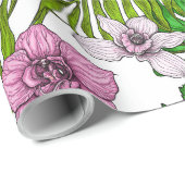 ランとパーム葉の、ピンク、黄色、緑とw ラッピングペーパー (ロールコーナー)