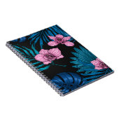 ランとパーム葉の、ブラックのピンクとブルー ノートブック (右側)