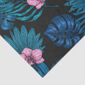ランとパーム葉の、ブラックのピンクとブルー 薄葉紙 (詳細)