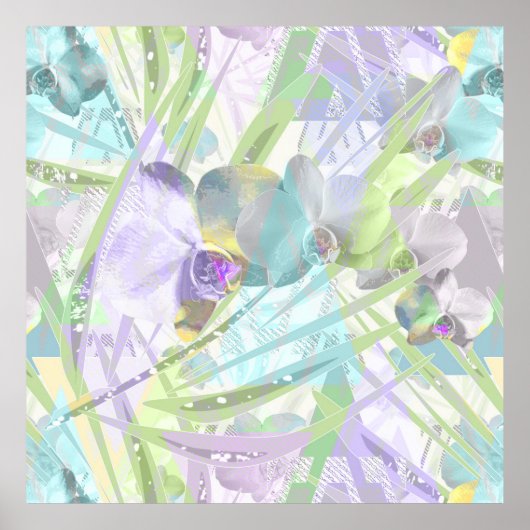 ランとパーム葉の，熱帯 ポスター (正面)