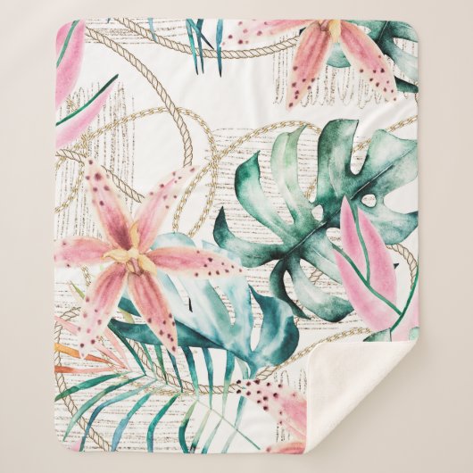 ランとランのある熱帯の継ぎ目葉のないパターン  シェルパブランケット (正面)