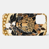 ランに囲まれたヒョウの頭、金ゴールド鎖a Case-Mate iPhoneケース (裏面 (横))
