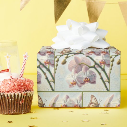 ランのインパストの上の絵を描蝶 ラッピングペーパー (誕生日パーティー)