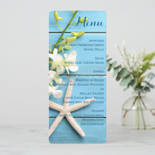 ランを使用したRound Starfishビーチ結婚式メニュー メニュー (スタンド正面)