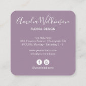 ランエレガントク黒白フローラデリケート薄紫 スクエア名刺 (裏面)