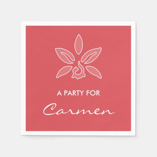 ランエレガントシンプルドの熱い赤い花の名前 スタンダードカクテルナプキン (正面)