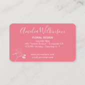 ランエレガントド黒と白のフローラ繊細なピンク 名刺 (裏面)