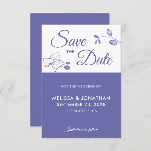 ランエレガントモダンフローラ紫の日付を保存 (正面/裏面)