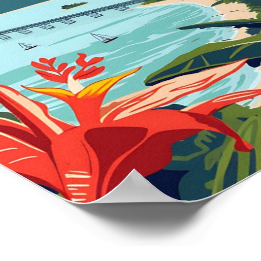 ランカウイマレーシア芸術的旅行イラストレーション ポスター (角)