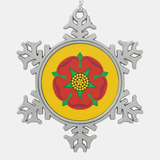 ランカシャー州旗のシンボル統一された王国ブリタ スノーフレークピューターオーナメント (正面)
